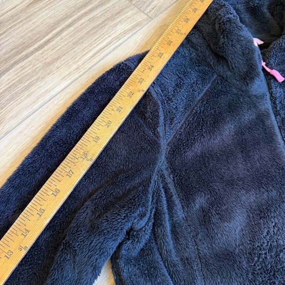 Lilly Pulitzer Black Maddie Fleece Jacket Pink Palm Logo Medium Zip Up SOFT - Picture 5 of 6